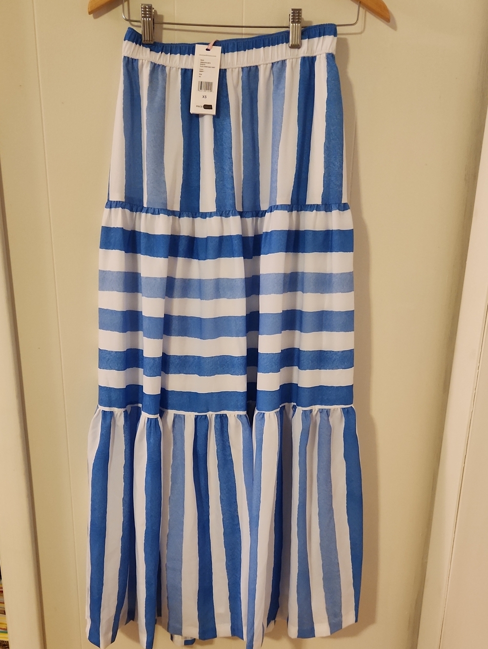 NWT Vineyard Vines Blue and White Striped Tiered Maxi Skirt
